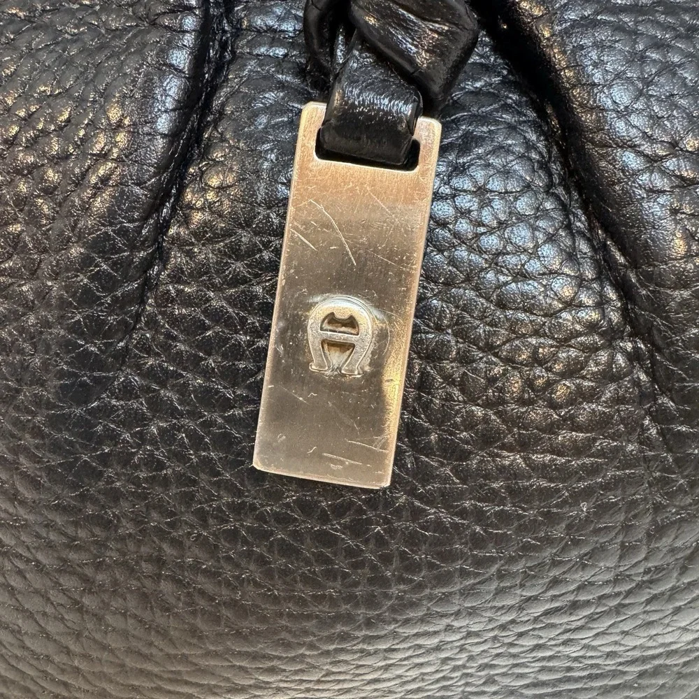 Etienne Aigner Pebbled Leather Classic  Crossbody Bag Silver Colored Hardware